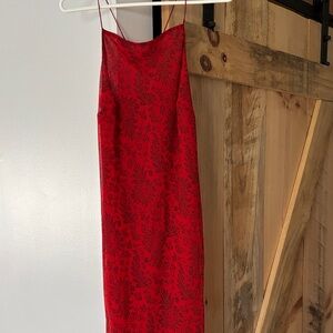 LOFT Red Floral Maxi Dress